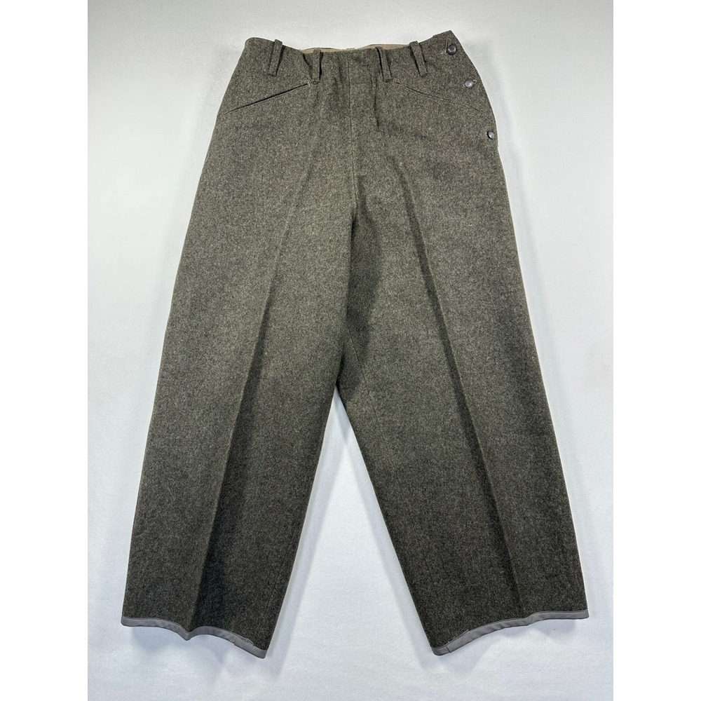 Vtg Military WWII 1940 Swedish Field Trousers 100% Wool Side Crown Buttons Sz 30